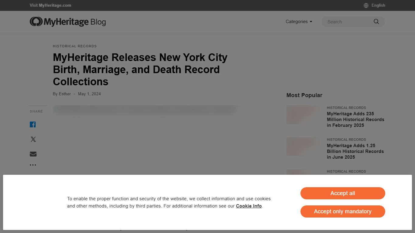 MyHeritage Releases New York City Birth, Marriage, and Death Record Collections - MyHeritage Blog